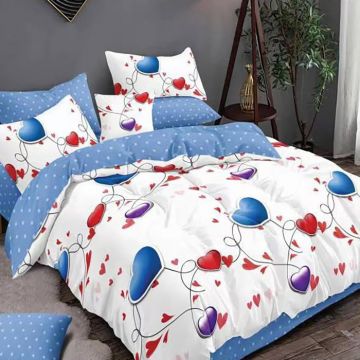 Lenjerie de pat finet 6 piese, cearceaf pat clasic, cearceaf pilota 200x230, 2 fete perna 50x70, 2 fete perna 70x70, Extra, Blue Royal