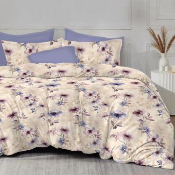 Lenjerie de pat finet 6 piese, cearceaf pat cu elastic, cearceaf pilota 200x230, 2 fete perna 50x70, 2 fete perna 70x70, Violet Harmony, Promo