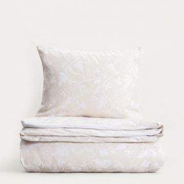 Lenjerie de pat King Size, Jakad, Homla, 200x220 cm, 3 piese, bumbac, tesatura Jacquard, bej