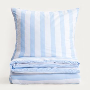 Lenjerie de pat King Size, Rayas, Homla, 200x220 cm, 3 piese, microfibra din poliester, alb/albastru