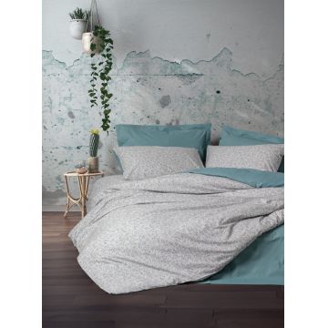 Lenjerie de pat pentru o persoana, L'essentiel Maison, June, BUMBAC RANFORSAT, Verde menta