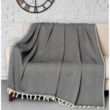 Patura Chenille, Alb Negru, 170x230 cm - Negru