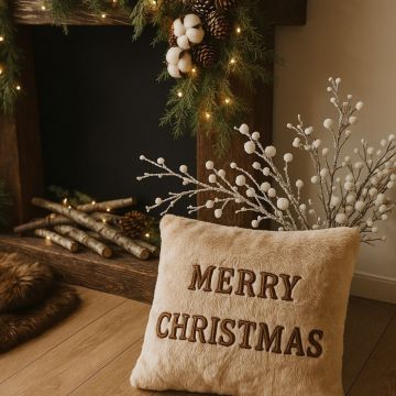 Perna, Merry Christmas, 43x43 cm, Poliester, Bej
