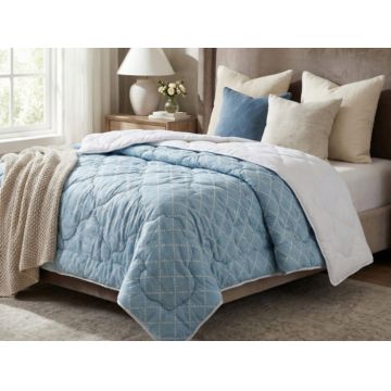 Pilota Duo Comfort Azure 200 220, Somnart, matlasata, umplutura medie-groasa 300 gr mp, pentru primavara - toamna