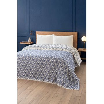 Plapumă King din muselină, L'essentiel Maison, Piramit, Bumbac, Albastru navy