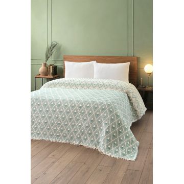 Plapumă King din muselină, L'essentiel Maison, Piramit, Bumbac, Verde menta
