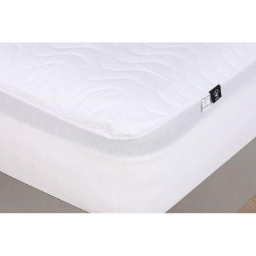 Protectie de pat double, 100% Bumbac Ranforce, Alb, 200x180 cm - Alb