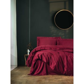 Set cuverturi duble din satin - Rosu