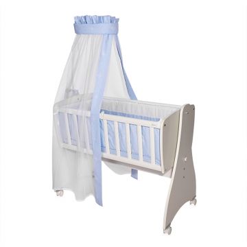 Set lenjerie cu 7 piese din bumbac ranforce pentru pat balansoar First Dreams Bear Blue