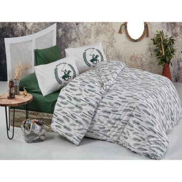 Set Lenjerie de pat double, 100% Bumbac Ranforce, Alb, 220x200 cm - Alb
