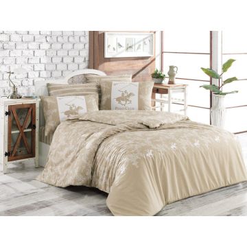 Set Lenjerie de pat double, 100% Bumbac Ranforce, Crem, 220x200 cm - Bej