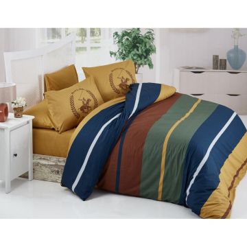 Set Lenjerie de pat double, 100% Bumbac Ranforce, Galben, 220x160 cm - Galben