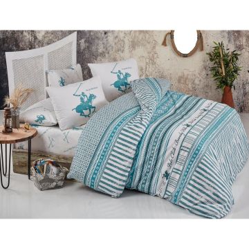 Set Lenjerie de pat double, 100% Bumbac Ranforce, Verde, 220x160 cm - Verde