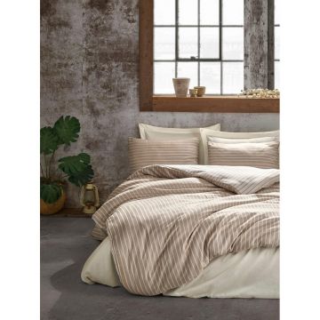 Set Lenjerie de pat double, fibra de bambus, Bej, 200x220 cm - Bej