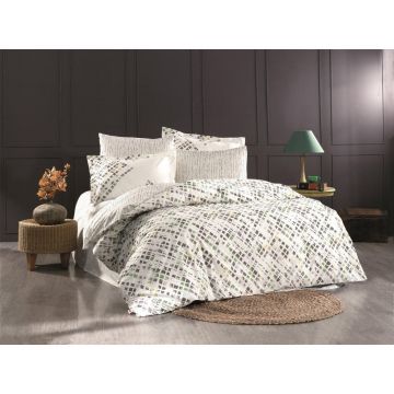 Set Lenjerie de pat double, Verde, 200x220 cm - Verde
