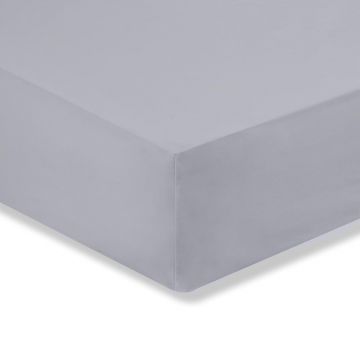 Cearceaf gri din bumbac percal cu elastic 135x190 cm Cotton Percale – Bianca