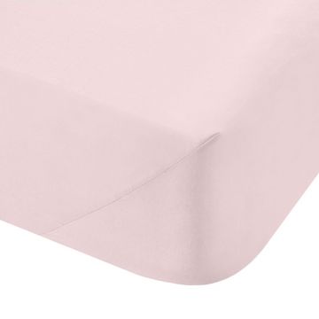 Cearceaf roz din bumbac percal cu elastic 135x190 cm Cotton Percale – Bianca