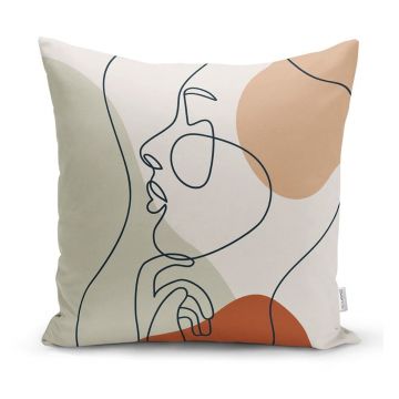 Față de pernă Minimalist Cushion Covers Pastel Drawing Face, 45 x 45 cm