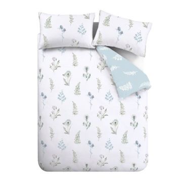Lenjerie de pat din bumbac egiptean Bianca Meadow Flowers, 135 x 200 cm, alb - albastru Lenjerie de pat din bumbac egiptean Bianca Meadow Flowers, 135 x 200 cm, alb - albastru