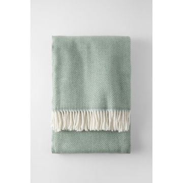 Pled din amestec de bumbac Euromant Skyline, 140 x 180 cm, verde deschis