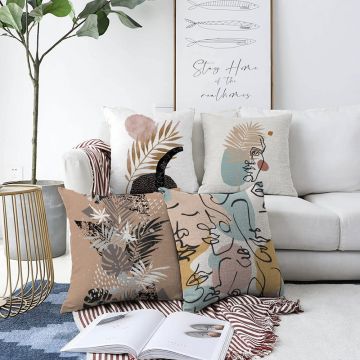 Set 4 fețe de pernă Minimalist Cushion Covers Autumn, 55 x 55 cm