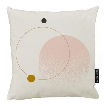 Pernă decorativă din bumbac Butter Kings Boho Circles, 50 x 50 cm, alb