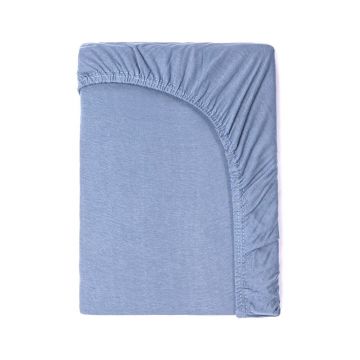 Cearșaf elastic din bumbac pentru copii Good Morning, 60 x 120 cm, albastru