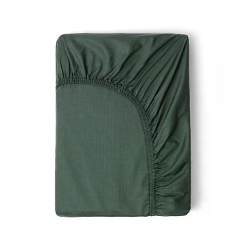 Cearșaf elastic din bumbac satinat HIP, 140 x 200 cm, verde închis
