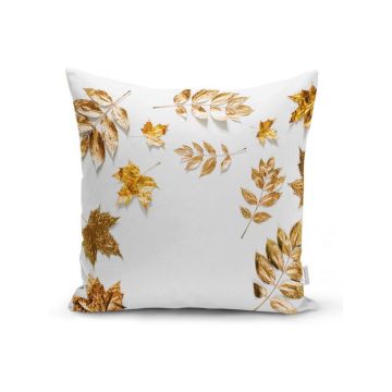 Față de pernă Minimalist Cushion Covers Golden Leaves, 42 x 42 cm