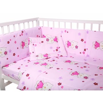 Lenjerie patut cu 4 piese Kitty Pink