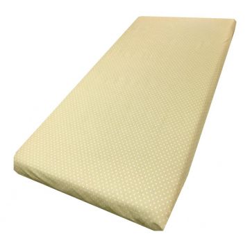 Cearsaf cu elastic pe colt 120x60 cm Buline albe pe crem Cearsaf cu elastic pe colt 120x60 cm Buline albe pe crem