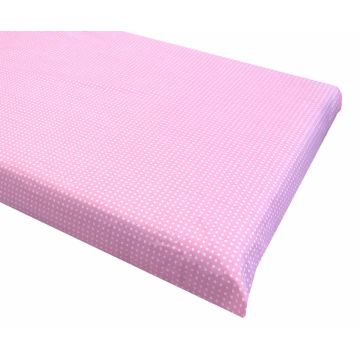 Cearsaf cu elastic pe colt 120x60 cm Buline albe pe roz
