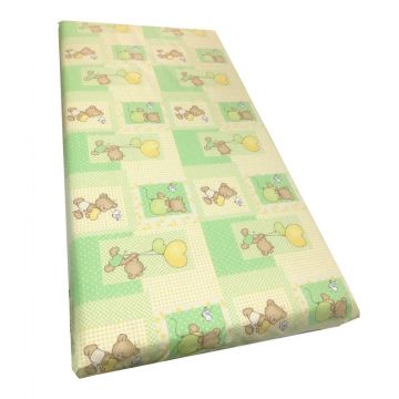 Cearsaf cu elastic pe colt 140x70 cm Ursuleti pe verde