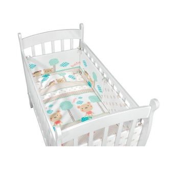 Lenjerie patut cu 3 piese KikkaBoo Fantasia EU 140x70cm din bumbac, cu pilota,husa pilota si aparatoare laterala pentru patut 210x35 cm