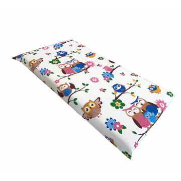 Set de cearsaf + paturica dubla de  vara bufnite cu maro