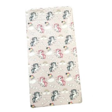 Cearsaf cu elastic pe colt 120x60 cm Unicorni