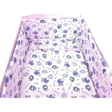 Lenjerie patut cu 5 piese Croitoria Noastra Jucarele albastre 120x60 cm