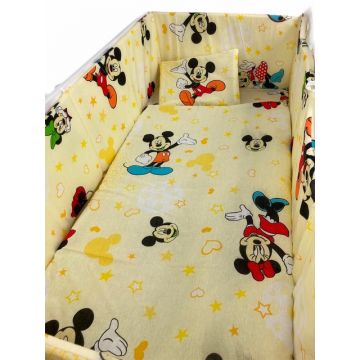 Lenjerie patut cu 5 piese Croitoria Noastra Mickey Mouse 120x60 cm