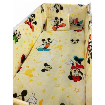 Lenjerie patut cu 5 piese Croitoria Noastra Mickey Mouse 140x70 cm