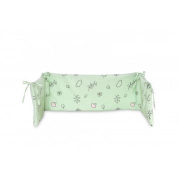 Protectie laterala pat 140 x 27 cm bumbac ranforce Lamb Green