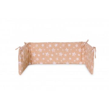 Protectie laterala pat 140 x 27 cm bumbac ranforce Little Stars Beige