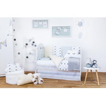 Set de pat pentru bebelusi Smile 10 piese + perna norisor cadou
