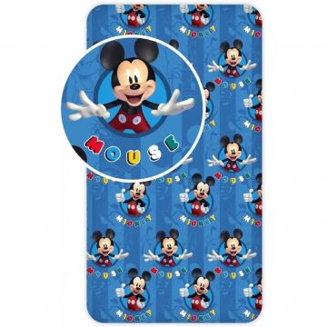 Cearsaf de pat cu elastic Mickey Blue 90x200 cm SunCity albastru