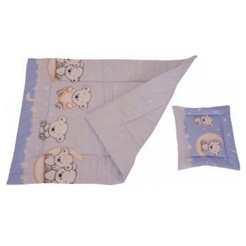 Lenjerie Bear On Moon Blue M1 4+1 piese 140x70