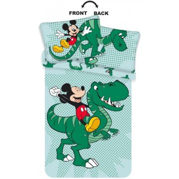 Set lenjerie pat copii Mickey Dino 100x135 + 40x60 SunCity JFK024775