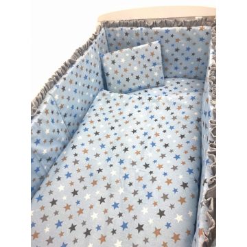 Lenjerie patut cu 5 piese Croitoria Noastra Cer senin 140x70 cm