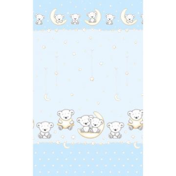 Lenjerie patut Ursulet pe semiluna 5 piese albastru