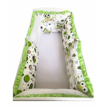 Set 6 aparatori protectii laterale patut 120x60 cm Bufnite verzi