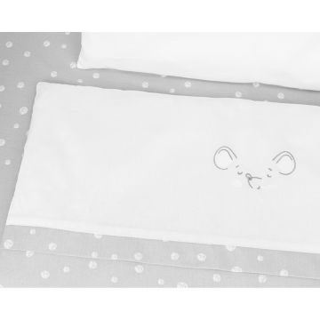 Lenjerie patut cu broderie Mini Cot KikkaBoo Joyful Mice