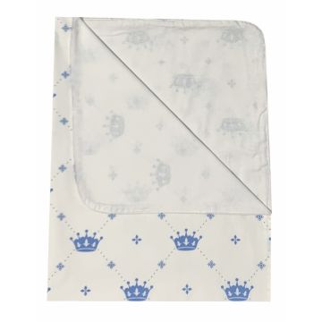 Paturica dubla de vara Junior DeLuxe 100x135 cm coronite albastre